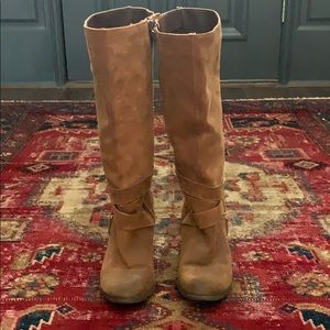 Brown knee high boots